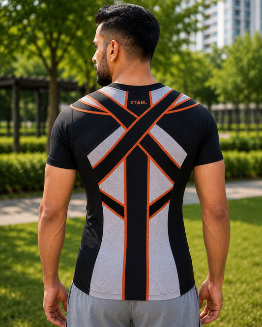 X-Frame Posture Activation Compression T-shirt(MEN-BLACK)