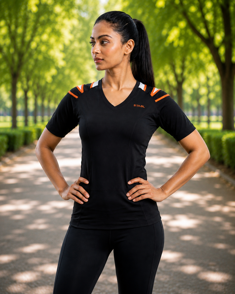 X-Frame Posture Activation Compression T-shirt(WOMEN-BLACK)