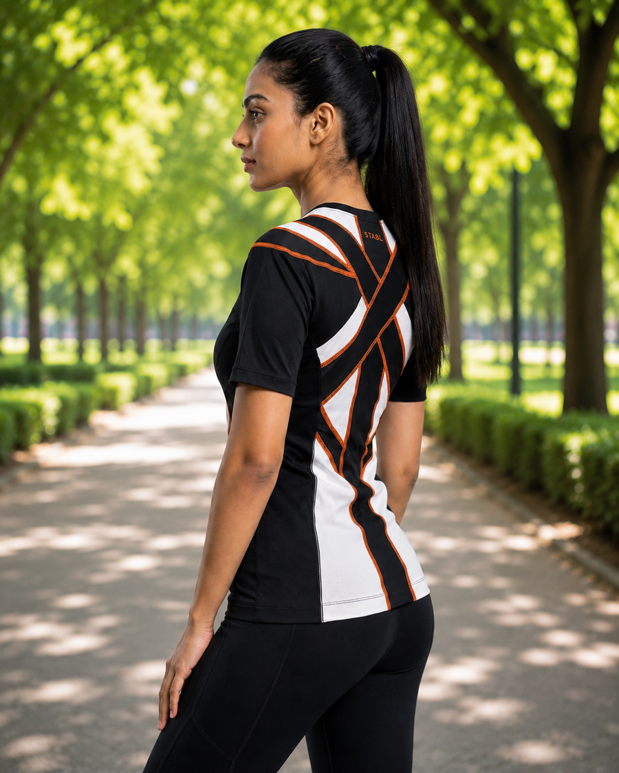X-Frame Posture Activation Compression T-shirt(WOMEN-BLACK)