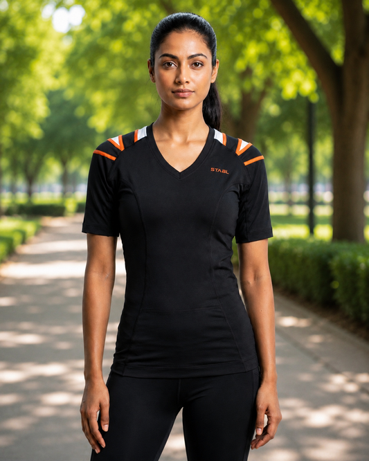 X-Frame Posture Activation Compression T-shirt(WOMEN-BLACK)