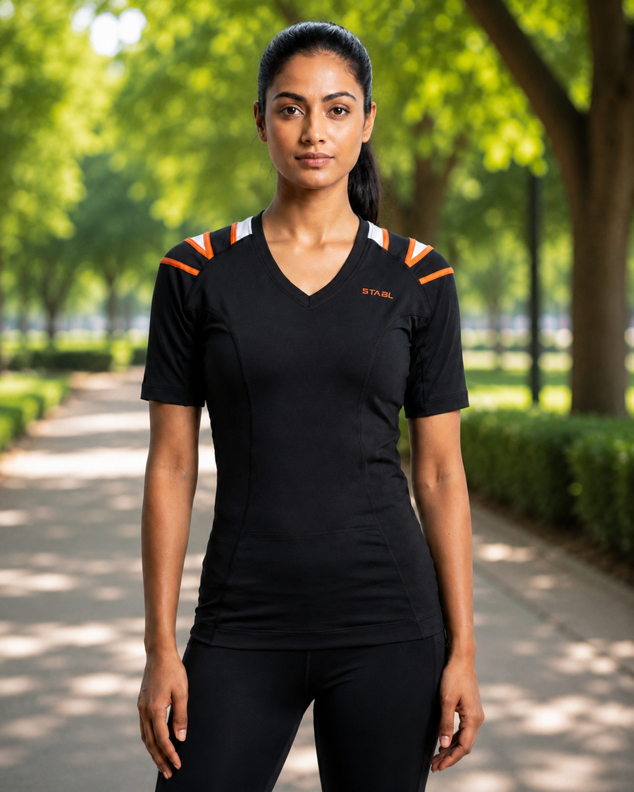 X-Frame Posture Activation Compression T-shirt(WOMEN-BLACK)